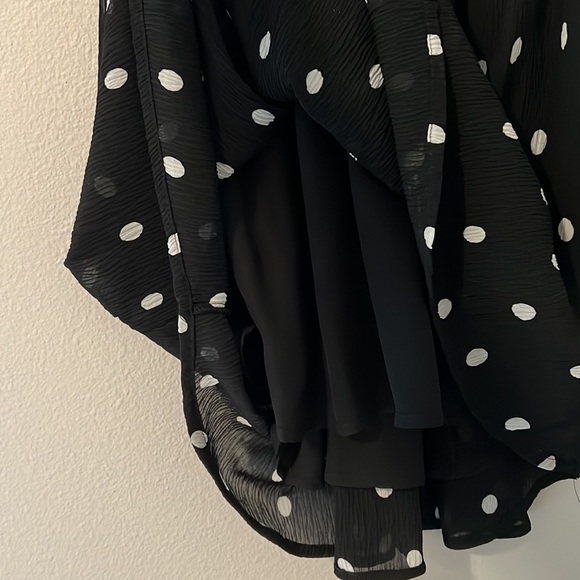 White birch black and white polka dot tank top with lace - Picture 6 of 7